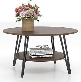 Manora Couchtisch Rund Nussbaum- Moderner Design