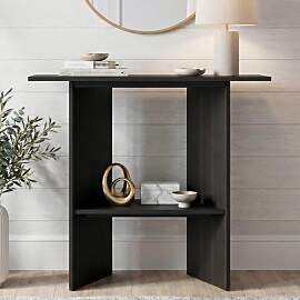 Manroa Schmaler Konsolentisch Schwarz Holz 80 cm