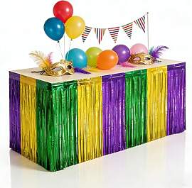 Mardi Gras Fransen-Tischrock, Faschingsdeko, 2