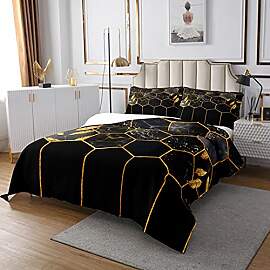 Marmor Tagesdecke Set 240x260, Schwarz Grau