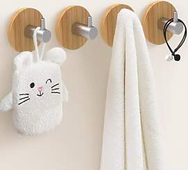 marrhorvk Klebehaken Holz 4 Stück, Handtuchhalter 