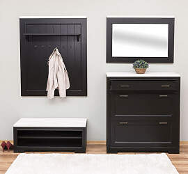 Massivholz Garderoben-Set Stockholm, schwarz