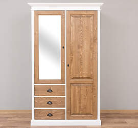 Massivholz Kleiderschrank mit Spiegeltüren weiß