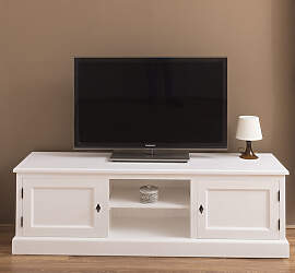Massivholz TV Sideboard weiß im Landhausstil