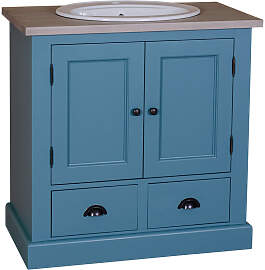 Massivholz Waschtisch mit Unterschrank Blau
