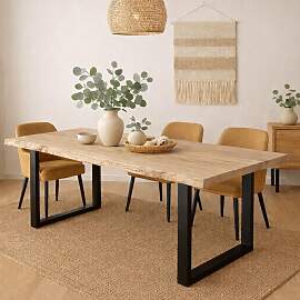 Massivholztisch mit Baumkante - Wildeiche