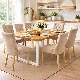 Massivholztisch Wildeiche 200x100cm mit weißem