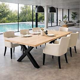 Massivholztisch Wildeiche 200x100cm White Washed