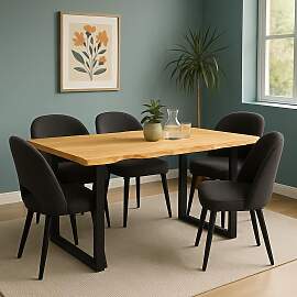 Massivholztisch Wildeiche mit U Fuß 160x90 cm