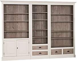 Massviholz Bücherwand, cremeweiß braun