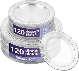 MATANA 240 Premium Plastikteller mit Silberrand, 2 