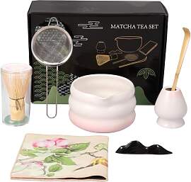 Matcha Set, 7-teiliges Matcha Besen Set mit Matcha 