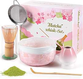 Matcha Set Rosa - Matcha Tee Set mit Schale