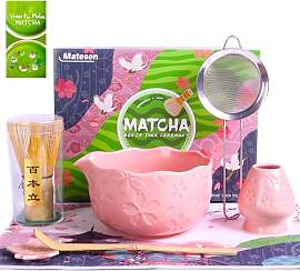 Matesen Matcha Set Rosa,7-teiliges Matcha Besen