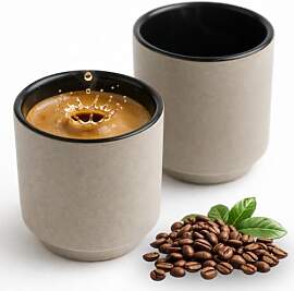 Maxito Espressotassen aus Steingut schwarz mit 75