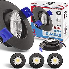 Maxkomfort 3er Set LED Einbaustrahler Schwarz -