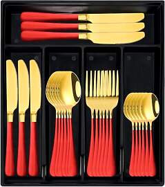 Maxspace Besteck Set mit Besteckkasten, 24 Teilig