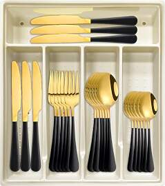 Maxspace Besteck Set mit Besteckkasten, 24 Teilig
