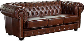 Max Winzer Chesterfield-Sofa, Braun, Echtleder,