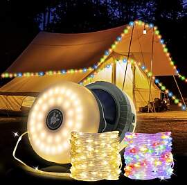 Mcbazel Camping Lichterkette Aufrollbar, 10M Solar 