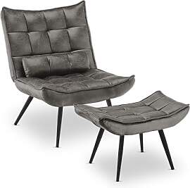 MCombo Sessel mit Hocker, moderner Relaxsessel mit 