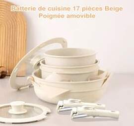 MDHAND 17-teiliges Beige Töpfe- und Pfannenset
