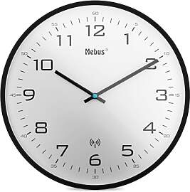 Mebus Funk-Wanduhr, 30 cm, lautlos, schwarzer