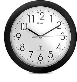 Mebus Funk-Wanduhr mit schwarzem Rahmen und 25 cm