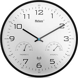 Mebus moderne Funk-Wanduhr mit Temperaturanzeige