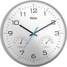 Mebus moderne Quarz-Wanduhr mit Temperaturanzeige