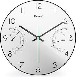 Mebus Quarz-Wanduhr mit Thermometer und Hygrometer 