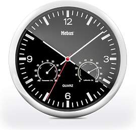 MEBUS Quarz-Wanduhr mit Thermometer und