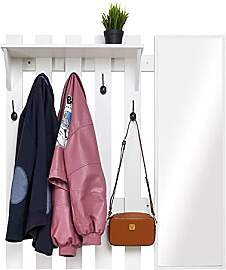 Meerveil Wandgarderobe mit Spiegel, Holz Garderobe 