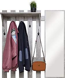 Meerveil Wandgarderobe mit Spiegel, Holz Garderobe 
