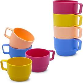 Mehrweg Kunststoff Kaffeetasse 8er Set bunt - 300