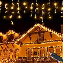 Meision Eisregen Lichterkette Außen 5m 200LEDs,