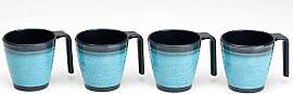 Melamin Camping 4 Tassen 300 ml - Schwarz-Blau -