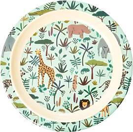 Melamin Kinderteller - Grün - Jungle Animals Print