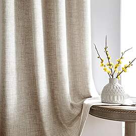 Melodieux Gardinen mit Kräuselband - Beige Leinen 