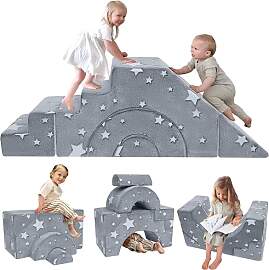 MeMoreCool Kindersofa Grau Stern-Motiv, Modulare