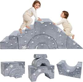 MeMoreCool Kindersofa Grau Stern-Motiv, Modulare