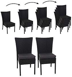 Mendler 2er-Set Poly-Rattan Stuhl HWC-G19,