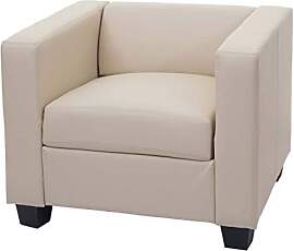 Mendler Sessel Loungesessel Lille - Leder, Creme