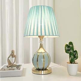 Mengjay Elegante Keramik Tischlampe, Weiß-Gold,