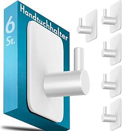 Menz Handtuchhalter ohne Bohren, 6 Stück, weiß - 
