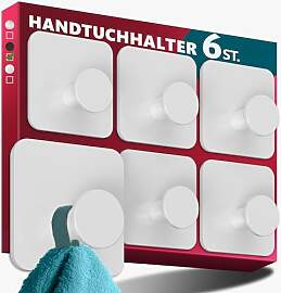 Menz Handtuchhalter ohne Bohren Edelstahl, 6er Set 