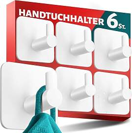 Menz Handtuchhalter ohne Bohren Edelstahl, 6er Set 