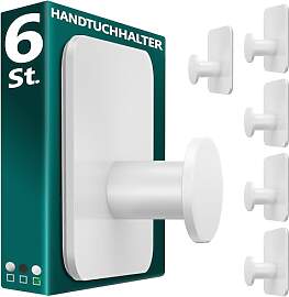 Menz Handtuchhalter ohne Bohren in Weiß, 6 Stück 