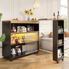 Merax Ausziehbarer Bartisch mit Stauraum,