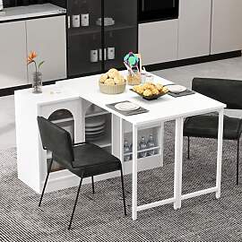 Merax Ausziehbarer Bartisch mit Stauraum, Um 360° 